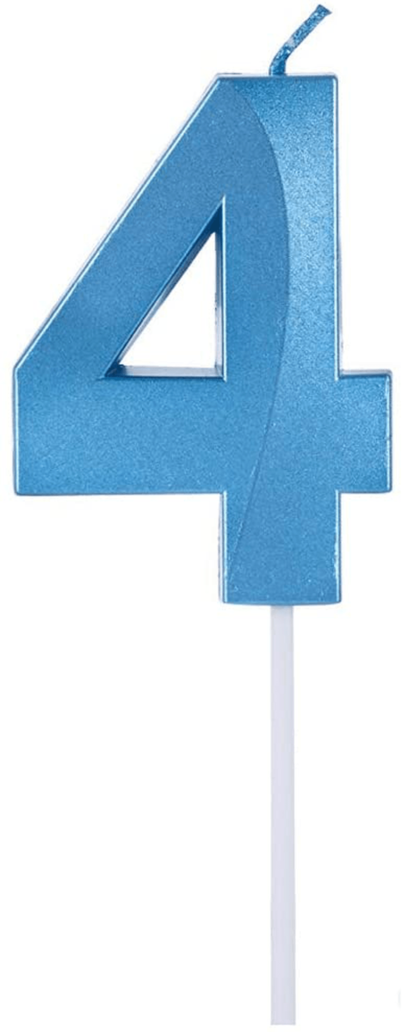 Birthday Candles Extended Big Number Candle Multicolor 3D Design Cake Topper Decoration for Any Celebration(1 Candle Blue) Home & Garden > Decor > Home Fragrances > Candles Sivim Blue 4 