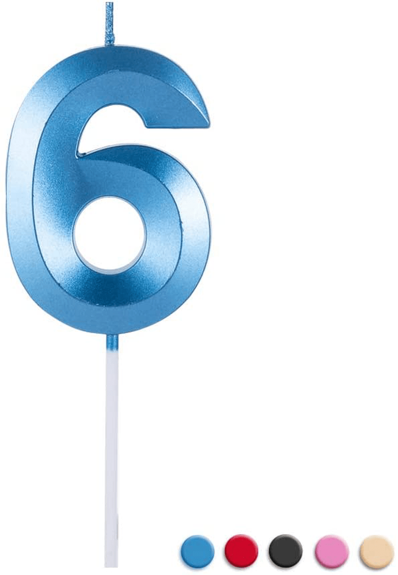 Birthday Candles Extended Big Number Candle Multicolor 3D Design Cake Topper Decoration for Any Celebration(1 Candle Blue) Home & Garden > Decor > Home Fragrances > Candles Sivim Blue 6 