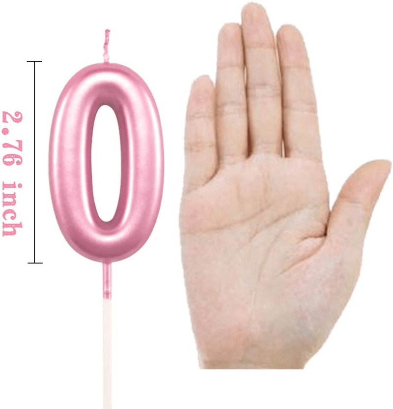 Birthday Candles Ten Years Pink Happy Birthday Number 0 Candle for Cake Topper Decoration for Party Kids Adults Numeral 10 100 20 30 70 40 60 80 90 50