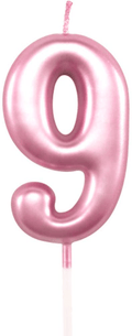 Birthday Candles Ten Years Pink Happy Birthday Number 0 Candle for Cake Topper Decoration for Party Kids Adults Numeral 10 100 20 30 70 40 60 80 90 50 Home & Garden > Decor > Home Fragrances > Candles XNOVA Number 9  