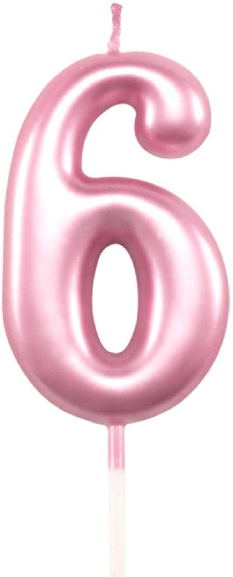 Birthday Candles Ten Years Pink Happy Birthday Number 0 Candle for Cake Topper Decoration for Party Kids Adults Numeral 10 100 20 30 70 40 60 80 90 50 Home & Garden > Decor > Home Fragrances > Candles XNOVA Number 6  