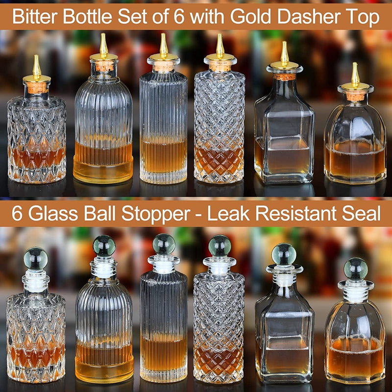 Bitters Bottle - Set of 6 Glass Dasher Bottles with Tray Barware Set for Home Bar Bartender Home & Garden > Kitchen & Dining > Barware SuproBarware   
