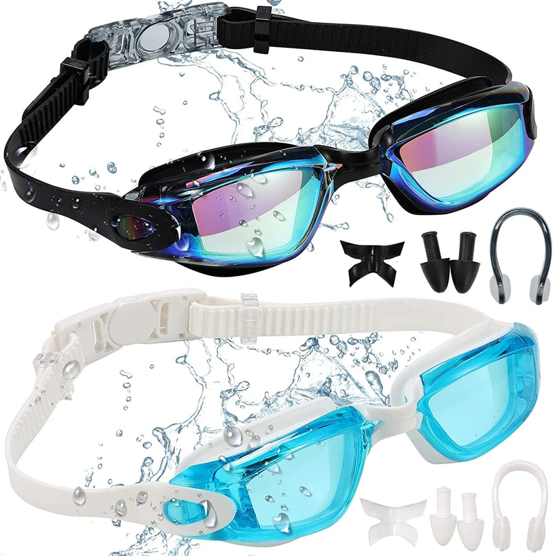 BKMPOB Swim Goggles Men, 2 Pack Swimming Goggles for Women Adult Youth Kids Anti-Fog No Leaking UV Protection Sporting Goods > Outdoor Recreation > Boating & Water Sports > Swimming > Swim Goggles & Masks BKMPOB F.aqua & Sky Blue  