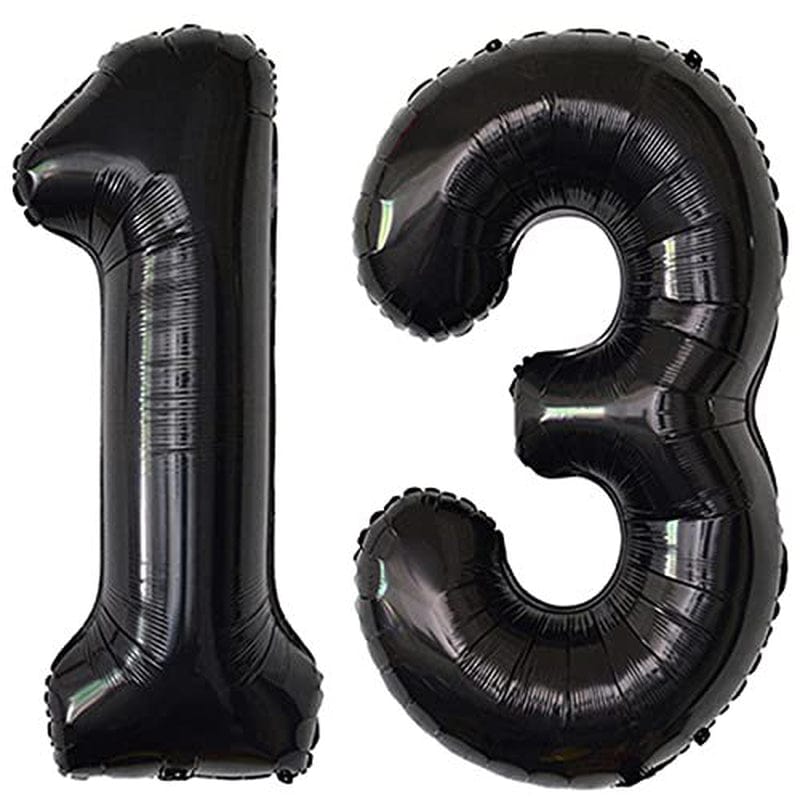 Black 13 Number Balloons Big Giant Jumbo Large Number 13 Foil Mylar Balloons for Girl Boy 13Th Birthday Party Supplies 13 Anniversary Events Decorations Arts & Entertainment > Party & Celebration > Party Supplies COLORFUL ELVES   