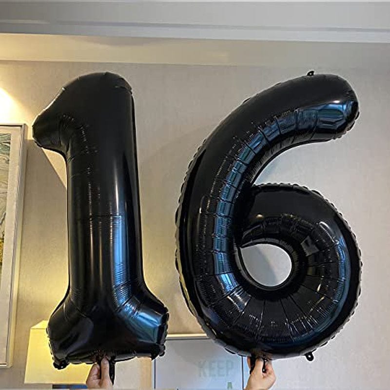 Black 16 Number Balloons Giant Jumbo Number 16 Foil Mylar Balloons for Girl Boy Men 16Th Birthday Party Supplies 16 Anniversary Events Decorations Arts & Entertainment > Party & Celebration > Party Supplies COLORFUL ELVES   