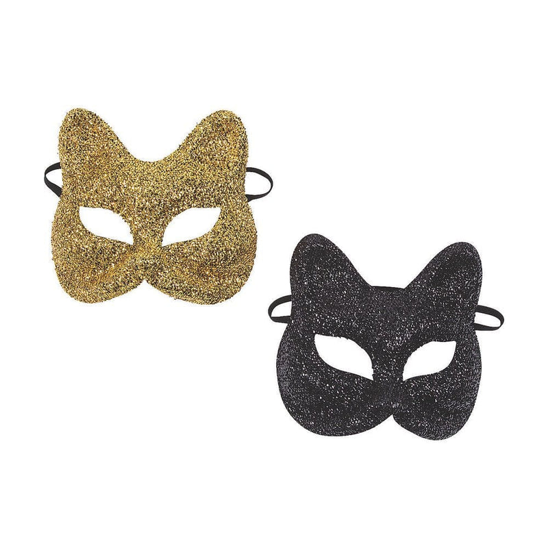 Black and Gold Cat Masquerade Masks - Party Wear - 12 Pieces Apparel & Accessories > Costumes & Accessories > Masks Oriental Trading Company   