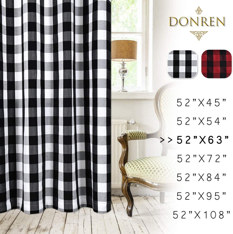 Black and White Buffalo Checker Plaid Curtains for Farmhouse Bedroom Gingham Light Filtering Window Drapes Grommet Curtains for Living Room Set of 2 Panels Each Is 52Wx63L Home & Garden > Decor > Window Treatments > Curtains & Drapes DONREN   