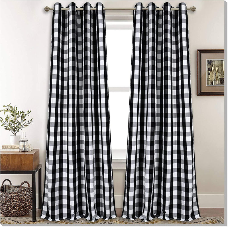 Black and White Buffalo Checker Plaid Curtains for Farmhouse Bedroom Gingham Light Filtering Window Drapes Grommet Curtains for Living Room Set of 2 Panels Each Is 52Wx63L Home & Garden > Decor > Window Treatments > Curtains & Drapes DONREN Black and White 52x108 