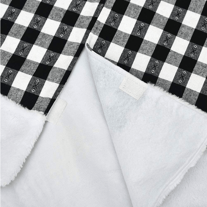 Black and White Buffalo Plaid Check Christmas Tree Skirt 48 inches, Country Xmas Tree Decorations Tree Skirts Double Layers Holiday Ornaments Home & Garden > Decor > Seasonal & Holiday Decorations > Christmas Tree Skirts Soplus   