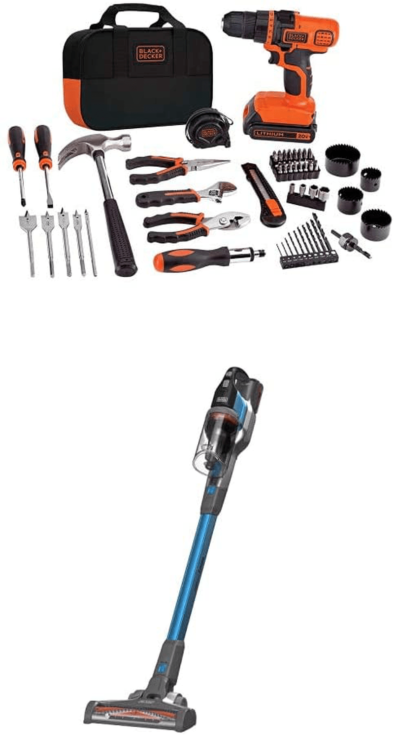 BLACK+DECKER 20V Max Drill & Home Tool Kit, 68 Piece (LDX120PK) Hardware > Tools > Multifunction Power Tools BLACK+DECKER Drill Project Kit w/20V Stick Vac  