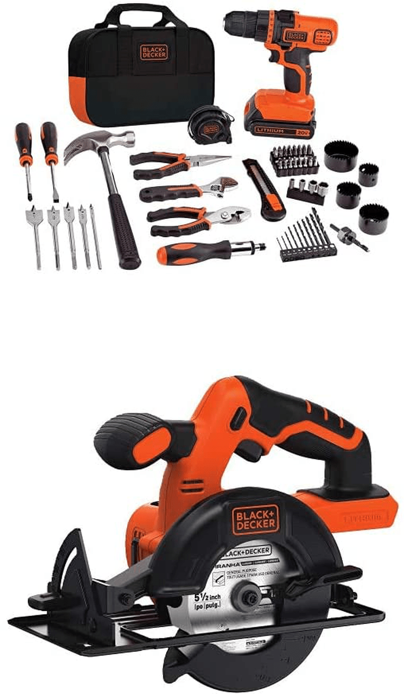 BLACK+DECKER 20V Max Drill & Home Tool Kit, 68 Piece (LDX120PK) Hardware > Tools > Multifunction Power Tools BLACK+DECKER Drill Project Kit w/ Circular Saw  