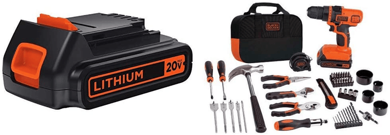 BLACK+DECKER 20V Max Drill & Home Tool Kit, 68 Piece (LDX120PK) Hardware > Tools > Multifunction Power Tools BLACK+DECKER Drill Project Kit w/ Extra Battery  