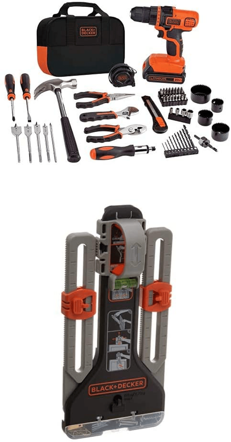 BLACK+DECKER 20V Max Drill & Home Tool Kit, 68 Piece (LDX120PK) Hardware > Tools > Multifunction Power Tools BLACK+DECKER Drill Project Kit w/ Picture Hanging Tool Kit  