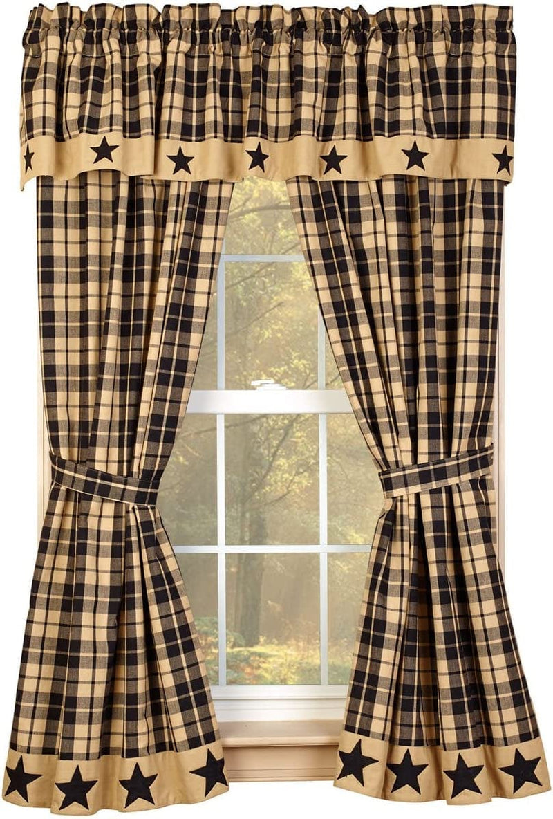 Black Farmhouse Star 63" Curtain Panels Home & Garden > Decor > Window Treatments > Curtains & Drapes The Country House Collection   
