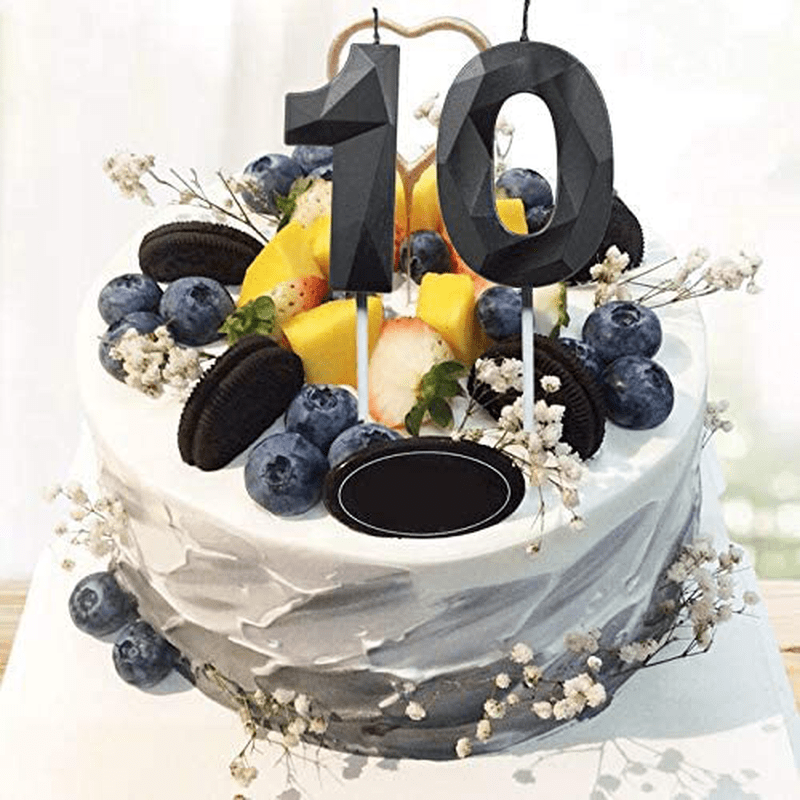Black Happy Birthday Cake Candles,Wedding Cake Number Candles,3D Design Cake Topper Decoration for Party Kids Adults (Black, Number 0) Home & Garden > Decor > Home Fragrances > Candles MEIMEI   