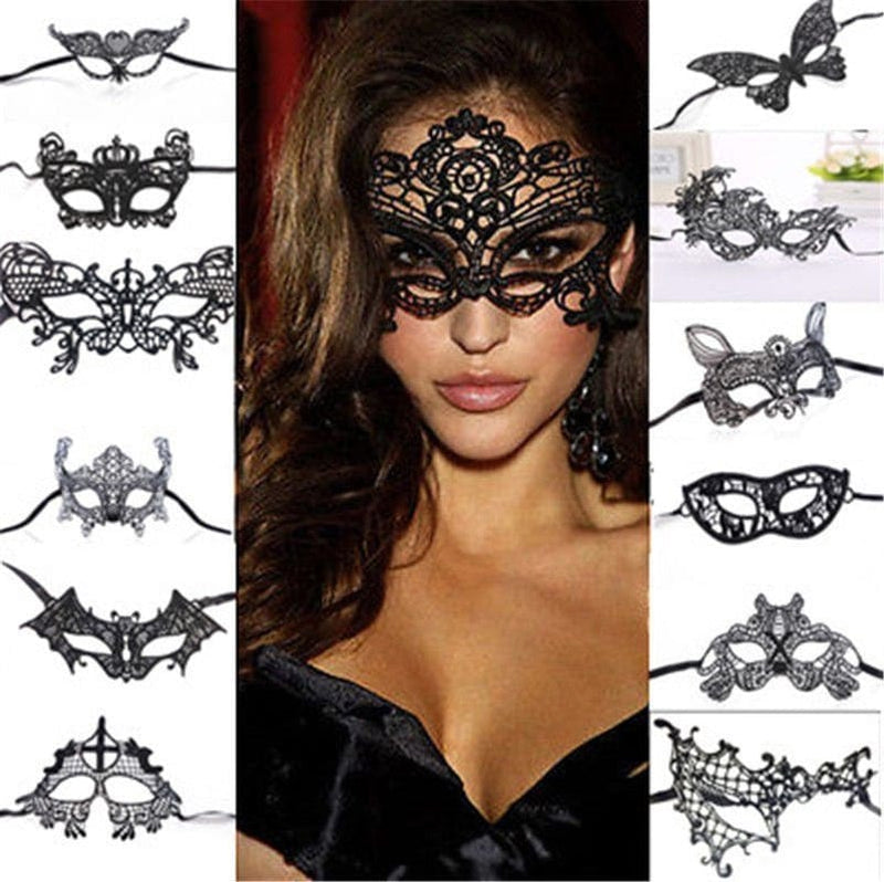 Black Lace Sexy Women Eye Face Mask Masquerade Party Ball Prom Halloween Costume Apparel & Accessories > Costumes & Accessories > Masks Meihuida ivory  