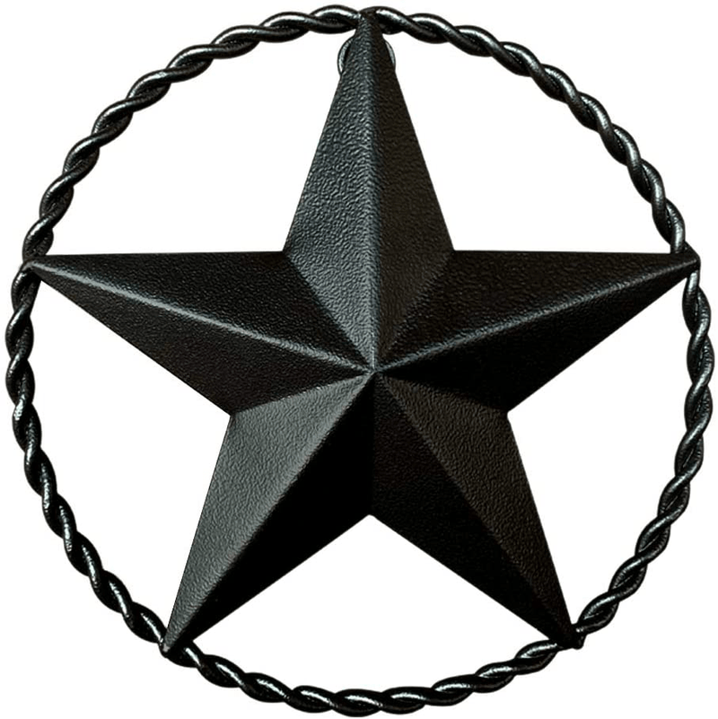 Black Metal Wall Star – Barn Star, Metal Stars for Outside or Inside, Texas Star, Art Rustic Vintage Western Country Farmhouse Iron Wall Décor for House (9" Twisted Rope) Home & Garden > Decor > Artwork > Sculptures & Statues EcoRise 9" Twisted Rope  