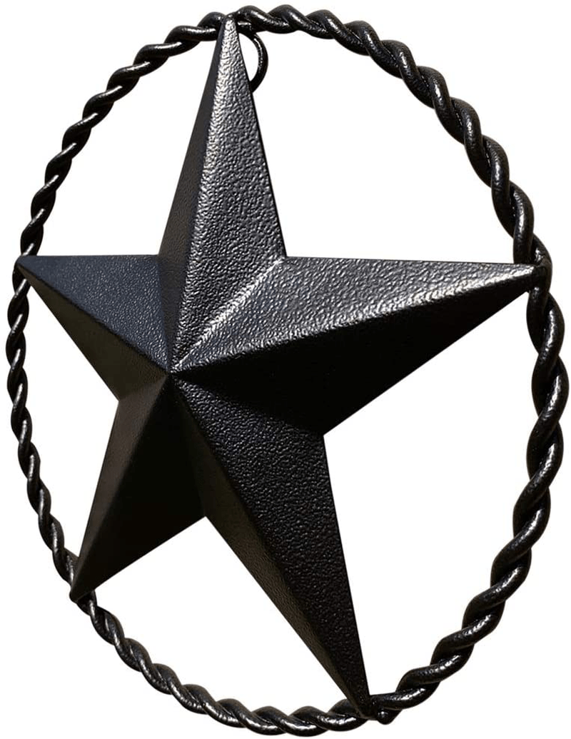 Black Metal Wall Star – Barn Star, Metal Stars for Outside or Inside, Texas Star, Art Rustic Vintage Western Country Farmhouse Iron Wall Décor for House (9" Twisted Rope) Home & Garden > Decor > Artwork > Sculptures & Statues EcoRise   