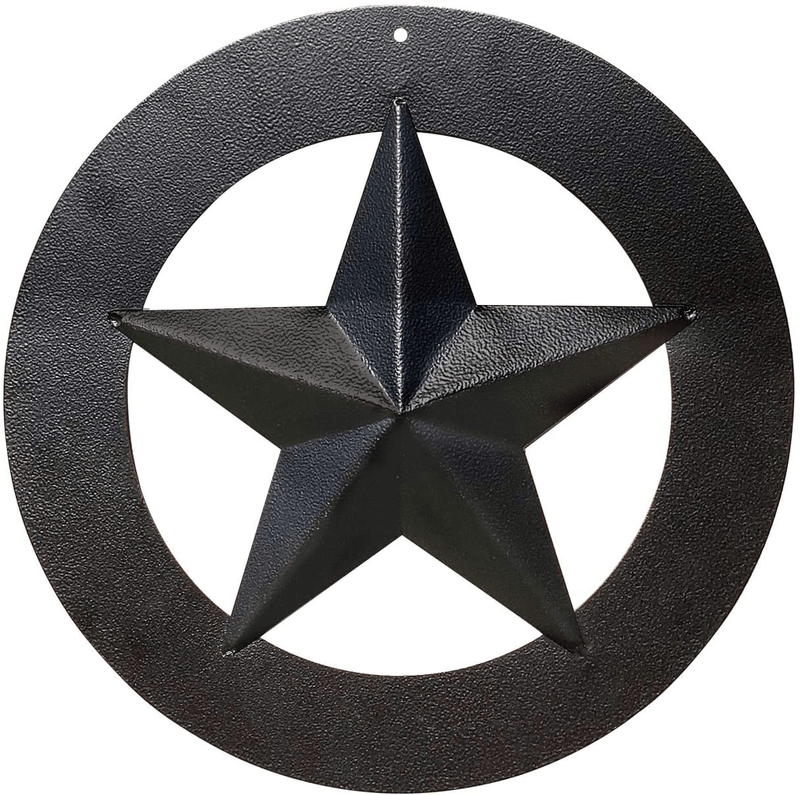 Black Metal Wall Star – Barn Star, Metal Stars for Outside or Inside, Texas Star, Art Rustic Vintage Western Country Farmhouse Iron Wall Décor for House (9" Twisted Rope) Home & Garden > Decor > Artwork > Sculptures & Statues EcoRise 12" Ring  