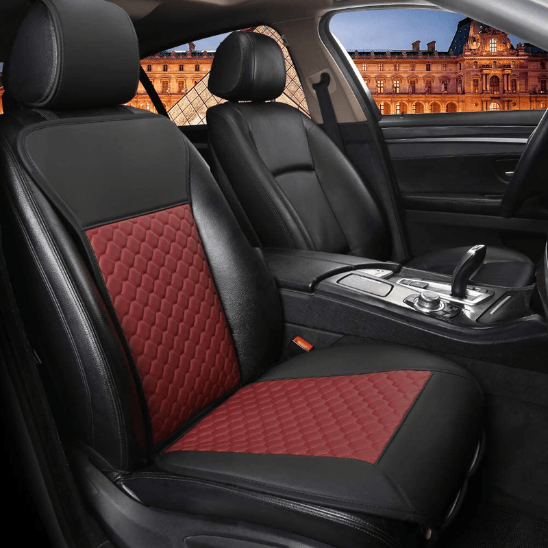 Black Panther Car Seat Cover,Breathable Universal PU Front Car Seat Protector,Non-Wrapped Bottom with Backrest (1PC-Black) Vehicles & Parts > Vehicle Parts & Accessories > Motor Vehicle Parts > Motor Vehicle Seating Black Panther Honeycomb Pattern - Black+Burgundy  