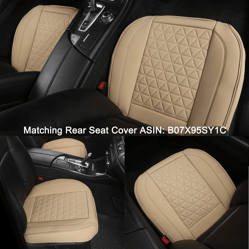 Black Panther Luxury PU Leather Car Seat Cover Protector for Front Seat Bottom,Compatible with 90% Vehicles (Sedan SUV Pickup Mini Van) - 1 Piece,Beige (21.26×20.86 Inches) Vehicles & Parts > Vehicle Parts & Accessories > Motor Vehicle Parts > Motor Vehicle Seating Black Panther   