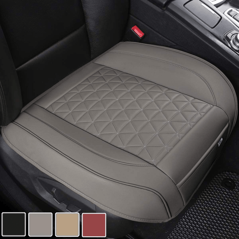 Black Panther Luxury PU Leather Car Seat Cover Protector for Front Seat Bottom,Compatible with 90% Vehicles (Sedan SUV Pickup Mini Van) - 1 Piece,Beige (21.26×20.86 Inches) Vehicles & Parts > Vehicle Parts & Accessories > Motor Vehicle Parts > Motor Vehicle Seating Black Panther Triangle-Gray  