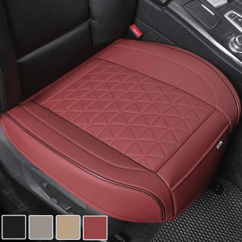 Black Panther Luxury PU Leather Car Seat Cover Protector for Front Seat Bottom,Compatible with 90% Vehicles (Sedan SUV Pickup Mini Van) - 1 Piece,Beige (21.26×20.86 Inches) Vehicles & Parts > Vehicle Parts & Accessories > Motor Vehicle Parts > Motor Vehicle Seating Black Panther Triangle-Burgundy  