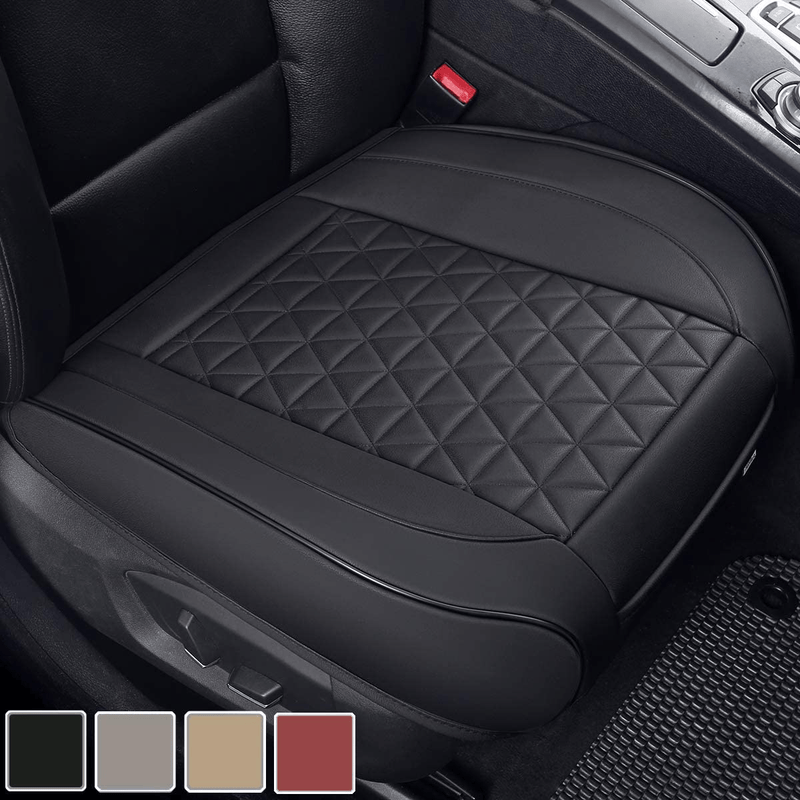 Black Panther Luxury PU Leather Car Seat Cover Protector for Front Seat Bottom,Compatible with 90% Vehicles (Sedan SUV Pickup Mini Van) - 1 Piece,Beige (21.26×20.86 Inches) Vehicles & Parts > Vehicle Parts & Accessories > Motor Vehicle Parts > Motor Vehicle Seating Black Panther Triangle-Black  