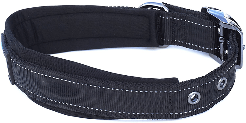 Black Rhino - The Comfort Collar Ultra Soft Neoprene Padded Dog Collar for All Breeds - Heavy Duty Adjustable Reflective Weatherproof (Large, Black) Animals & Pet Supplies > Pet Supplies > Dog Supplies Black Rhino   