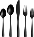 Black Silverware Cutlery Set, 20-Piece Stainless Steel Black Flatware Utensils Service for 4, Include Knife Fork Spoon, Dishwasher Safe