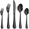 Black Silverware Set 20 Piece, Stainless Steel Flatware Set for 4, Cutlery Utensils Set Include Knives/Forks/Spoons Service for 4, Mirror Polished and Dishwasher Safe Home & Garden > Kitchen & Dining > Tableware > Flatware > Flatware Sets WYT Black 20-Piece 