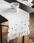 Black Table Runner 14 in x 72 in,KIMODE Farmhouse Boho Black/White Striped Table Runners Cotton Woven Fringe Dinning Table Minimalist Home Decor Home & Garden > Decor > Seasonal & Holiday Decorations KIMODE Moroccan 14 in x 72 in 