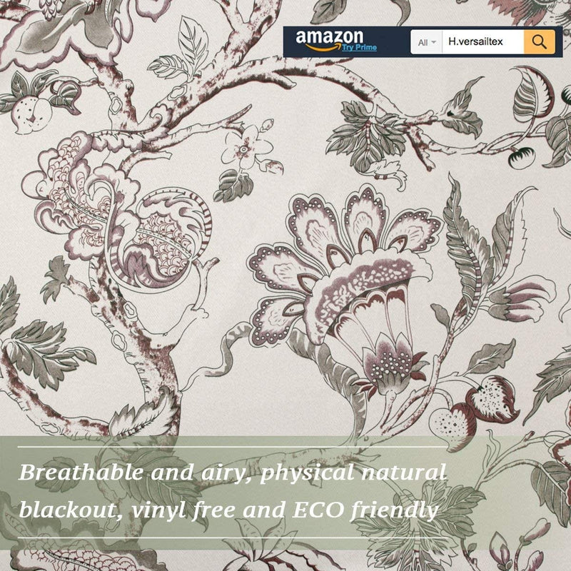 Blackout Curtains 84 Inch Length 2 Panels Set Floral Print Curtain Drapes for Living Room Thermal Insulated Grommet Window Curtains for Bedroom - Traditional Floral in Sage and Brown Home & Garden > Decor > Window Treatments > Curtains & Drapes H.VERSAILTEX   