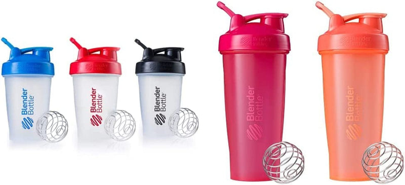 Blenderbottle Classic Shaker Bottle Perfect for Protein Shakes and Pre Workout, 20-Ounce (3 Pack), Black Home & Garden > Kitchen & Dining > Barware BlenderBottle Blue and Red and Black Shaker Bottle + Shaker Bottle, All Pink and Coral 