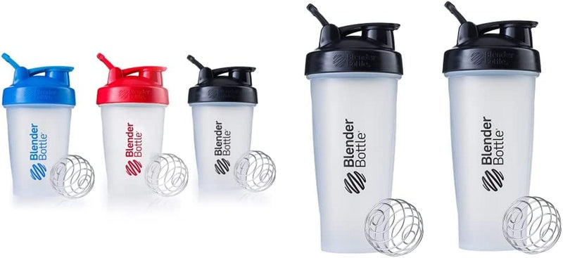 Blenderbottle Classic Shaker Bottle Perfect for Protein Shakes and Pre Workout, 20-Ounce (3 Pack), Black Home & Garden > Kitchen & Dining > Barware BlenderBottle Blue and Red and Black Shaker Bottle + Shaker Bottle, Clear/Black 