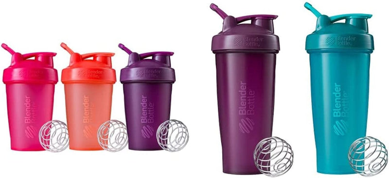 Blenderbottle Classic Shaker Bottle Perfect for Protein Shakes and Pre Workout, 20-Ounce (3 Pack), Black Home & Garden > Kitchen & Dining > Barware BlenderBottle Coral and Pink and Plum Shaker Bottle + Shaker Bottle, 28-Ounce 