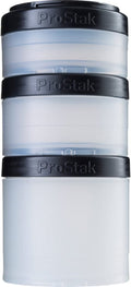 Blenderbottle Pro Stak Prostak Twist N' Lock Storage Jars Expansion 3-Pak with Pill Tray, All Black Home & Garden > Decor > Decorative Jars BlenderBottle White/Black 250cc, 150cc, 100cc 3-Pak 