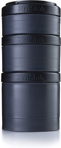Blenderbottle Pro Stak Prostak Twist N' Lock Storage Jars Expansion 3-Pak with Pill Tray, All Black Home & Garden > Decor > Decorative Jars BlenderBottle All Black 250cc, 150cc, 100cc 3-Pak 