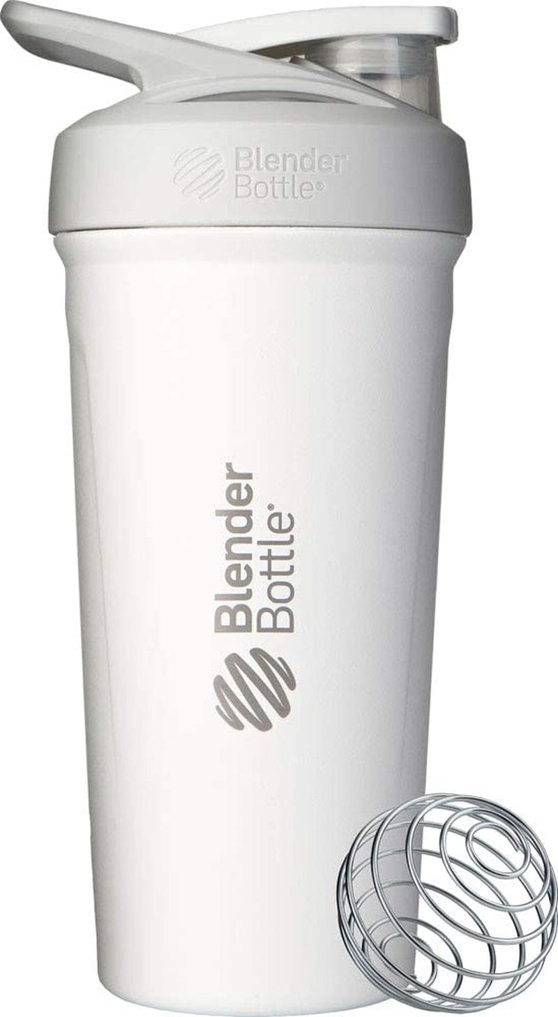Blenderbottle Strada Shaker Cup Insulated Stainless Steel Water Bottle with Wire Whisk, 24-Ounce, Black Home & Garden > Kitchen & Dining > Barware BlenderBottle White Strada Flip 