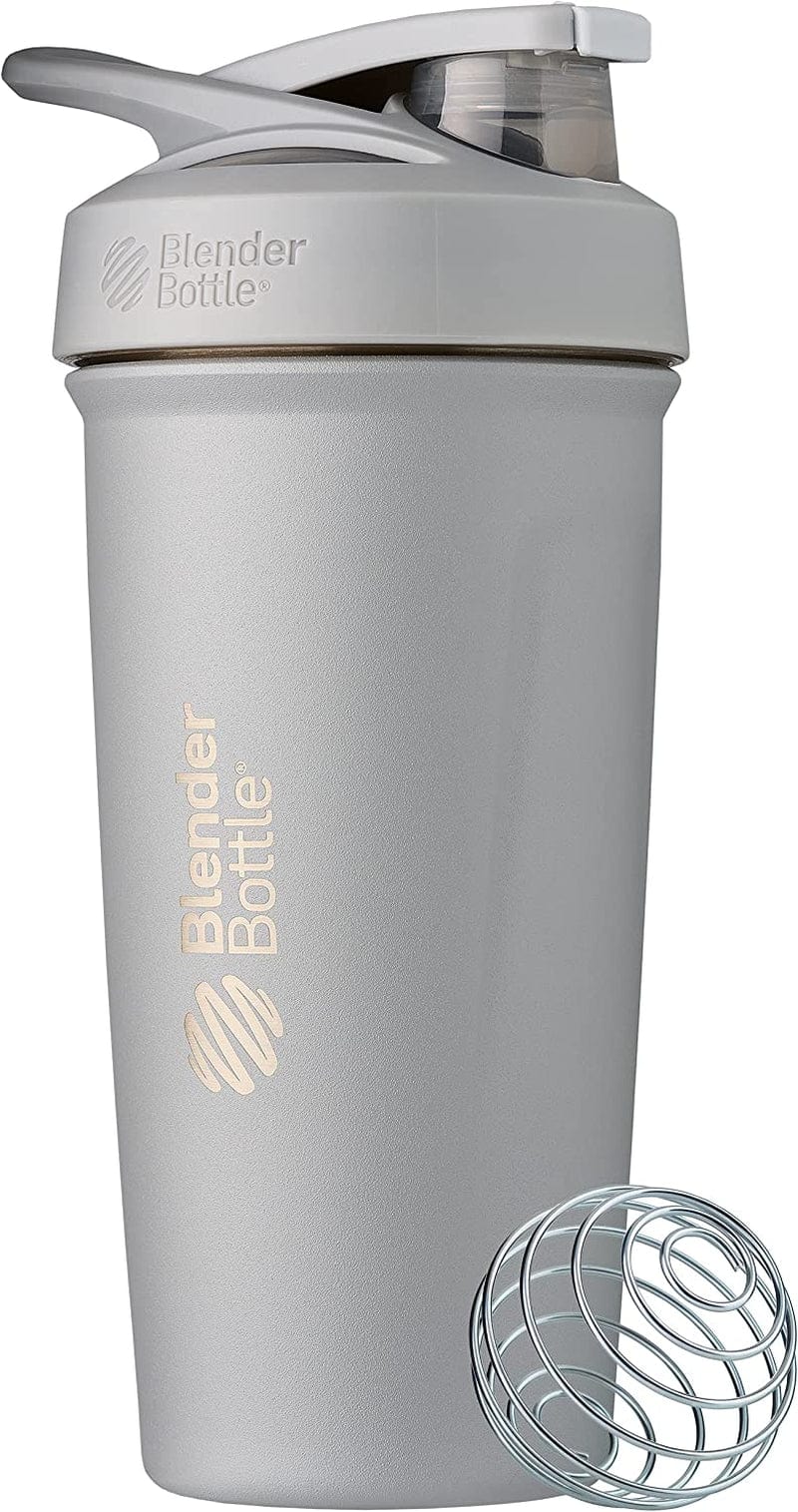 Blenderbottle Strada Shaker Cup Insulated Stainless Steel Water Bottle with Wire Whisk, 24-Ounce, Black Home & Garden > Kitchen & Dining > Barware BlenderBottle Grey Strada Flip 
