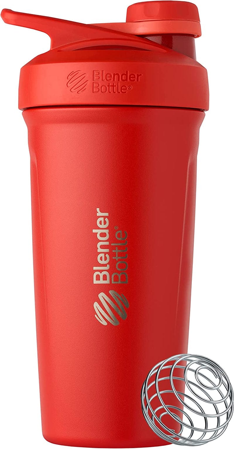 Blenderbottle Strada Shaker Cup Insulated Stainless Steel Water Bottle with Wire Whisk, 24-Ounce, Black Home & Garden > Kitchen & Dining > Barware BlenderBottle Red Strada Twist 