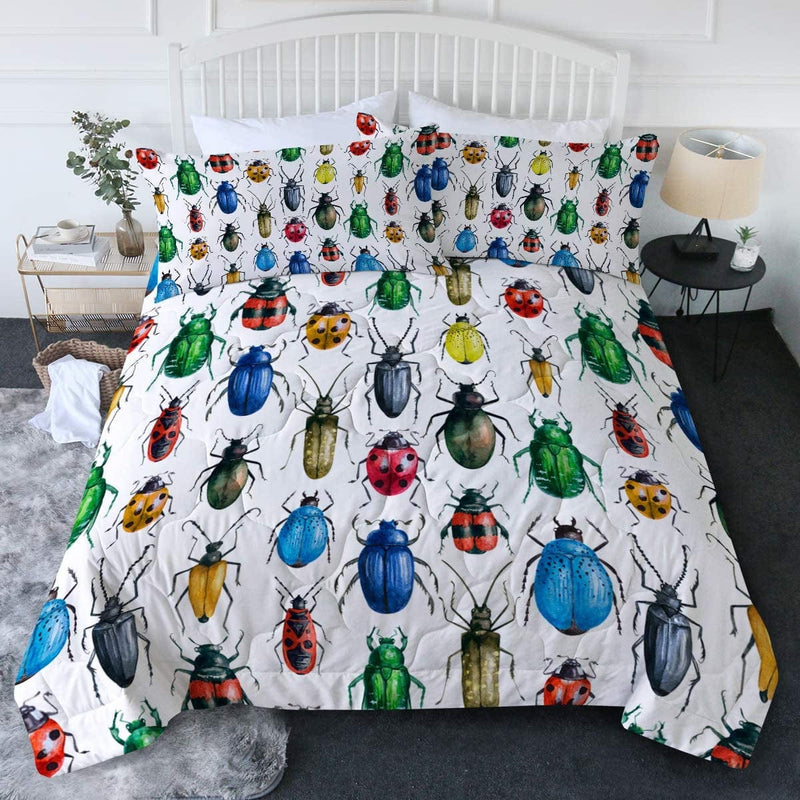 Blessliving Colorful Cat Butterfly Comforter Set with Shams 3 Pcs Cute Cat Quilt Cover Bedding Set Watercolor Blue Green Purple Paint Black Bedspread (King) Home & Garden > Linens & Bedding > Bedding > Quilts & Comforters BlessLiving 12 King 