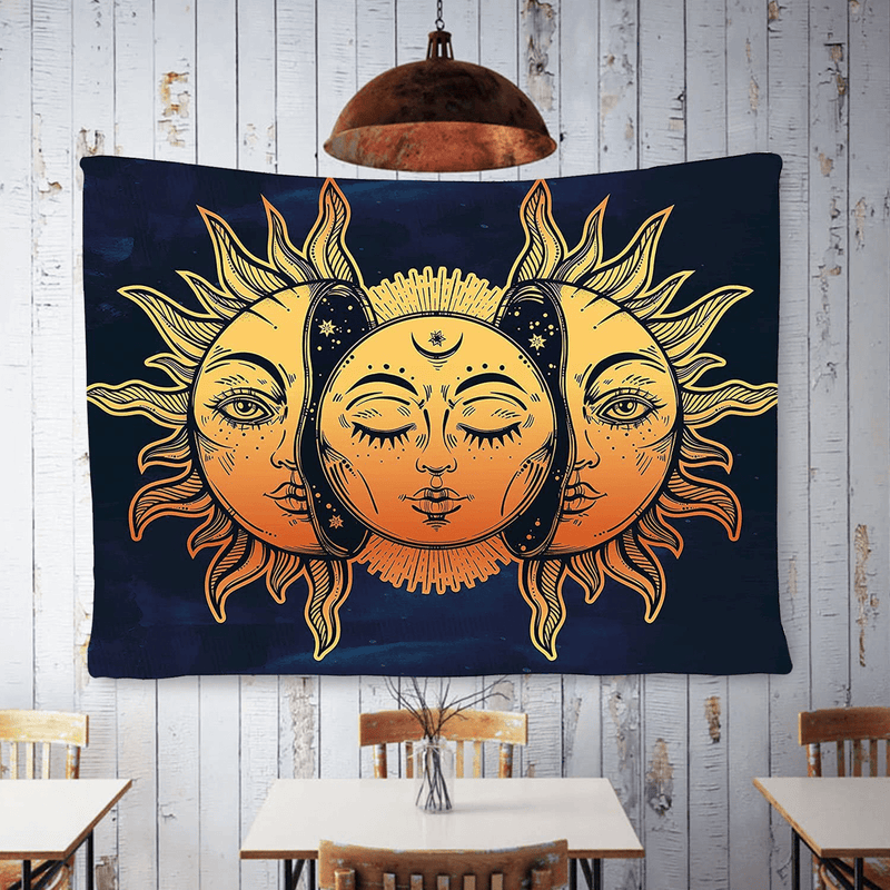 BLEUM CADE Psychedelic Tapestry Indian Moon and Sun with Many Fractal Faces Tapestry Celestial Energy Mystic Tapestries Wall Hanging Tapestry for Bedroom Living Room Dorm (51.2"X59.1", Face) Home & Garden > Decor > Artwork > Decorative TapestriesHome & Garden > Decor > Artwork > Decorative Tapestries BLEUM CADE   