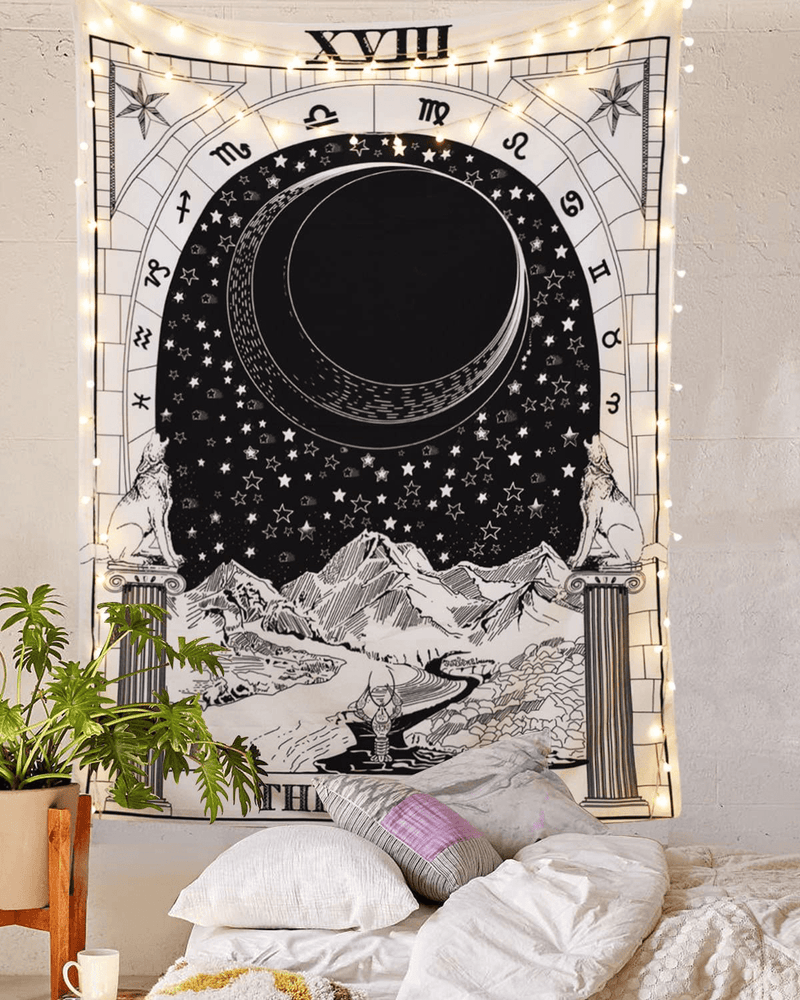 BLEUM CADE Tarot Tapestry The Moon The Star The Sun Tapestry Medieval Europe Divination Tapestry Wall Hanging Tapestries Mysterious Wall Tapestry for Home Decor (The Moon, 51×59 Inches) Home & Garden > Decor > Artwork > Decorative TapestriesHome & Garden > Decor > Artwork > Decorative Tapestries BLEUM CADE   
