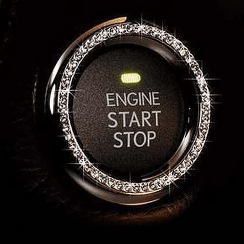 Bling Car Decor Crystal Rhinestone Car Bling Ring Emblem Sticker, Bling Car Accessories for Women, Push to Start Button, Key Ignition Starter & Knob Ring, Interior Glam Car Decor Accessory (Silver) Home & Garden > Decor > Artwork > Sculptures & Statues Bling Car Decor Silver  