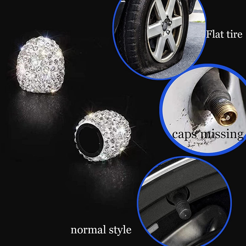Bling Valve Stem Caps,4 Pack Tire Valve Caps,Universal Handmade Rhinestones Stem Covers for Bling Car Accessories, Suvs, Bike and Bicycle, Trucks, Motorcycles (White) Sporting Goods > Outdoor Recreation > Winter Sports & Activities vsc   