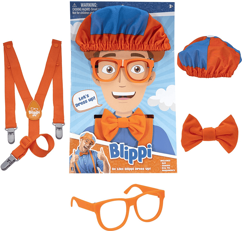 Blippi Costume Roleplay Accessories, Perfect for Dress Up and Play Time - Includes Iconic Orange Bow Tie, Suspenders, Hats and Glasses, for Young Children and Toddlers - Roleplay Set Apparel & Accessories > Costumes & Accessories > Costumes Blippi Default Title  