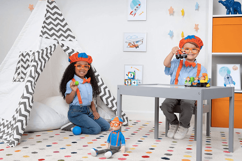 Blippi Costume Roleplay Accessories, Perfect for Dress Up and Play Time - Includes Iconic Orange Bow Tie, Suspenders, Hats and Glasses, for Young Children and Toddlers - Roleplay Set Apparel & Accessories > Costumes & Accessories > Costumes Blippi   