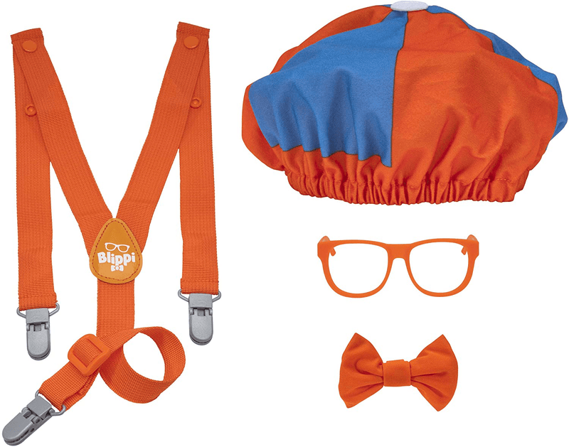 Blippi Costume Roleplay Accessories, Perfect for Dress Up and Play Time - Includes Iconic Orange Bow Tie, Suspenders, Hats and Glasses, for Young Children and Toddlers - Roleplay Set Apparel & Accessories > Costumes & Accessories > Costumes Blippi   
