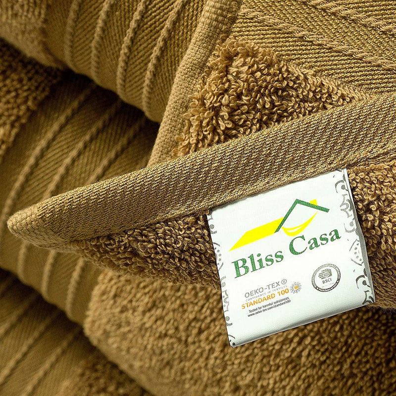 Bliss Casa Bath Towel Set 27 X 54 Inch (4 Pack) - 600 GSM 100% Combed Cotton Quick Drying Highly Absorbent Thick Bathroom Towels - Soft Hotel Quality for Bath and Spa (Beige)  Bliss Casa   